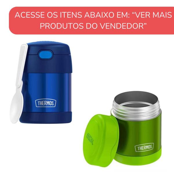 Imagem de KIT Garrafa Térmica Canudo Alça Thermos Inox 355ml