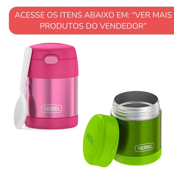 Imagem de KIT Garrafa Térmica Canudo Alça Thermos Inox 355ml