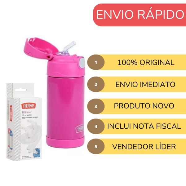 Imagem de Kit Garrafa Térmica + kit 2 Refil Canudo Thermos F401 Premium