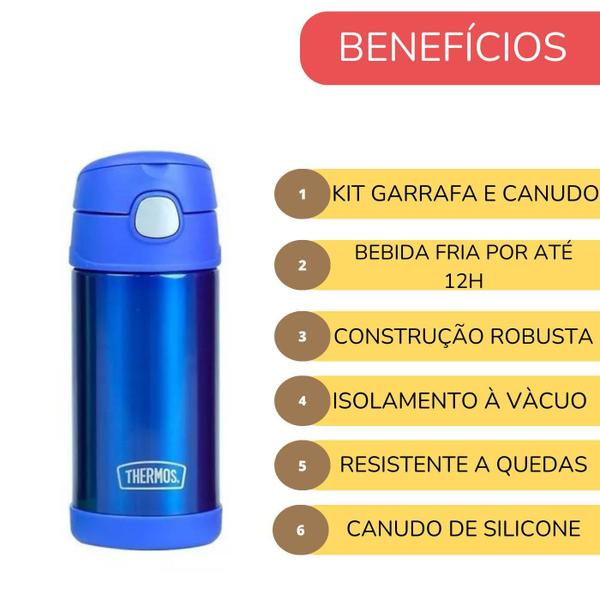 Imagem de Kit Garrafa Térmica Thermos Orlando+Kit 2 Refil Canudo F401