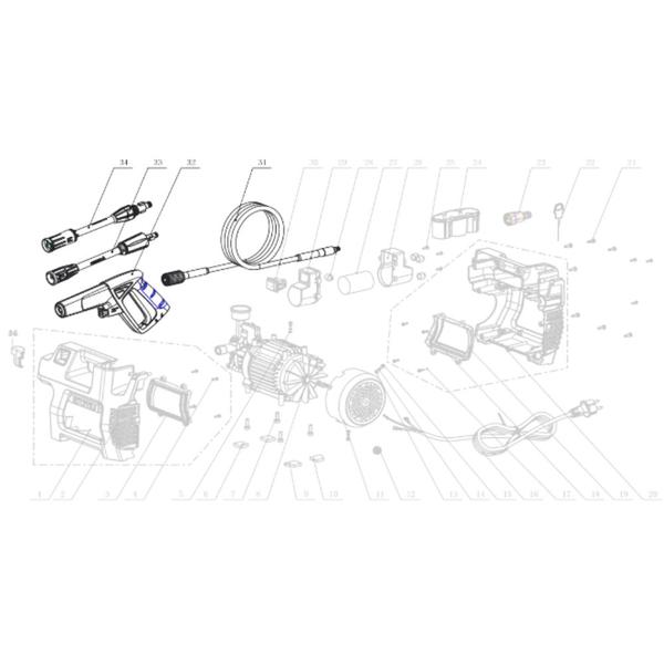 Imagem de Kit Gatilho com Baioneta Bico Leque e Mangueira Nylon 3m Compatível com Lavajato Vonder LAV1400i