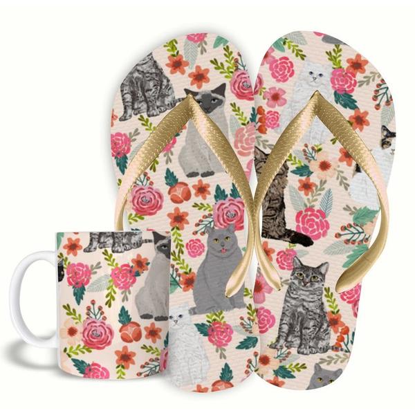 Imagem de KIT Gato Caneca de Cerâmica 325ML e Chinelo PET