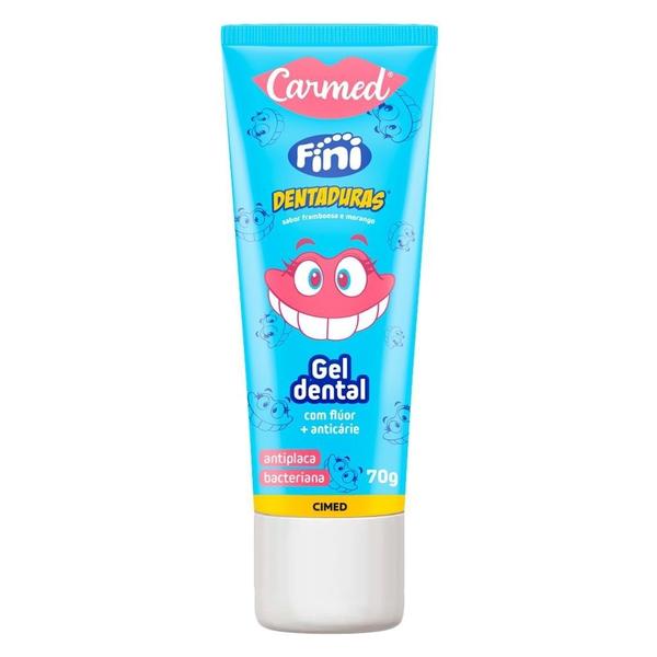 Imagem de KIt Gel Dental Carmed Fini Dentaduras + Beijos Com Flúor 70g