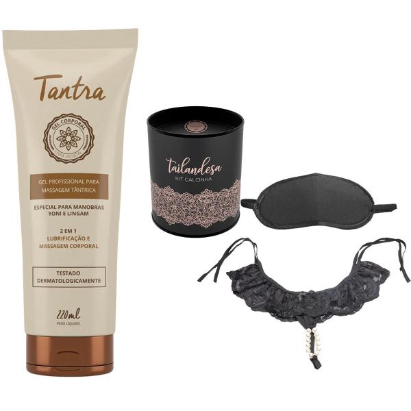 Imagem de Kit Gel Lubrificante Tantra Corporal Intimo E Calcinha Renda