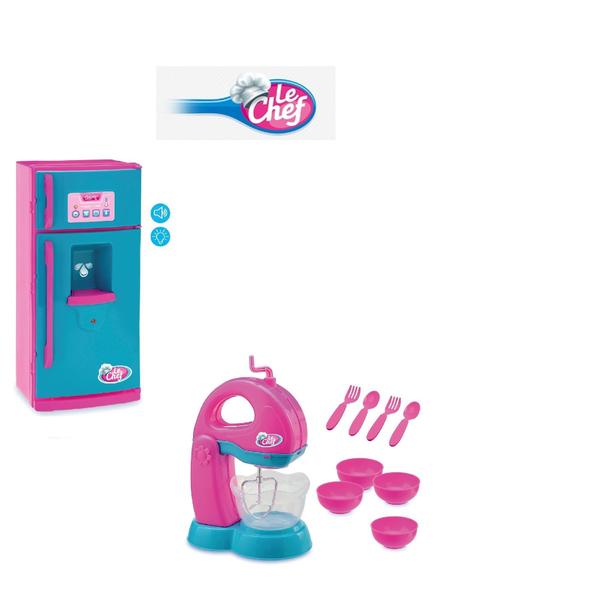 Imagem de Kit Geladeira Batedeira Infantil  Le Chef C/ Luz E Som Usual Brinquedos