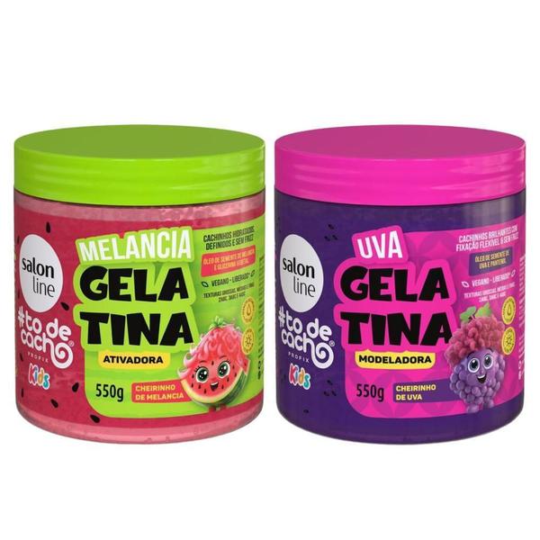 Imagem de Kit Gelatina Salon Line Kids Melancia + Uva 550G