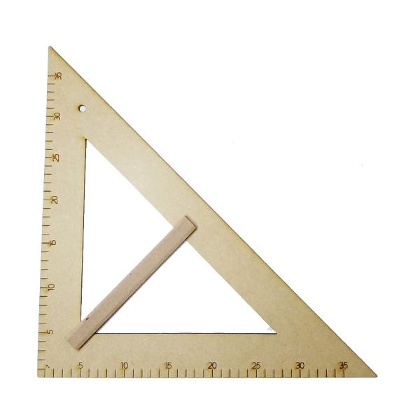 Imagem de Kit Geométrico do Professor Mdf Com Régua Com Régua 1 Metro, Compasso Para Giz, Esquadro 30/60, Esquadro 45 e Transferidor 180 Souza ou SB