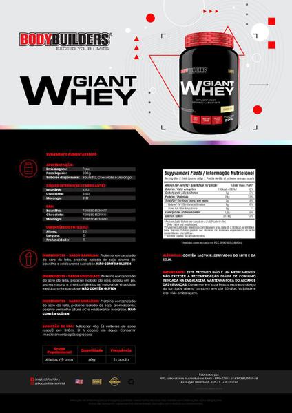 Imagem de Kit Giant Whey 2kg (Refil) + Giant Whey 900g  Bodybuilders