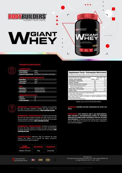 Imagem de Kit Giant Whey 900G+ Power Creatina 100G+ Bcaa 100G