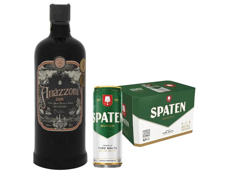 Kit Gin Amázzoni Rio Negro 750ml + Cerveja Spaten - Puro Malte Munich Helles 12 Unidades L...