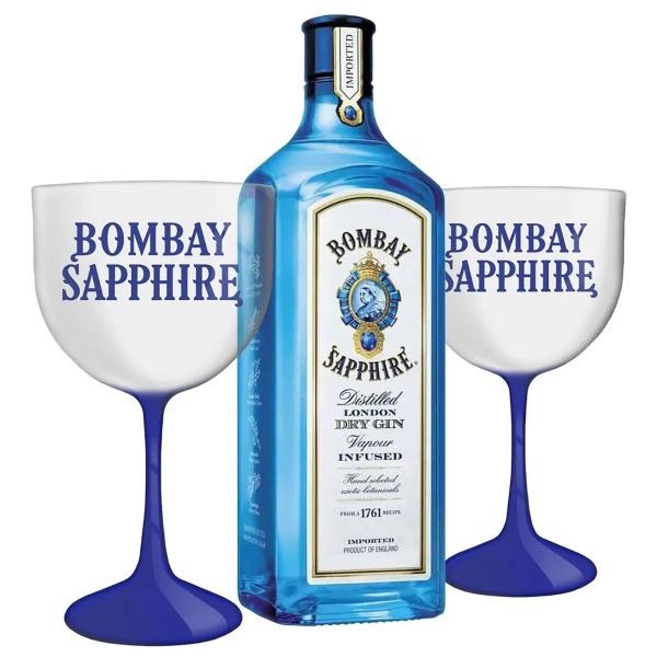 Imagem de Kit gin bombay 750ml com 2 taças 