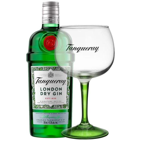 Imagem de Kit Gin Tanqueray London Dry 750Ml Com Taça Vidro Gin Tônica