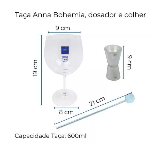 Imagem de Kit Gin Tônica Premium Taça Cristal Dosador Colher Drink Top