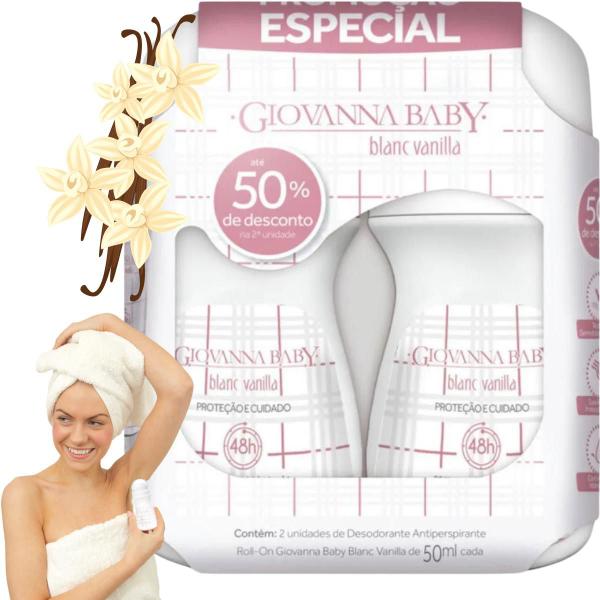 Imagem de Kit Giovanna Baby Blanc Vanilla Roll-On Desodorante Antitranspirante  Loção Splash Colonia Rollon