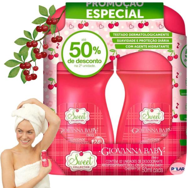 Imagem de Kit Giovanna Baby Cherry Roll-On Desodorante Antitranspirante  Loção Splash Colonia Rollon