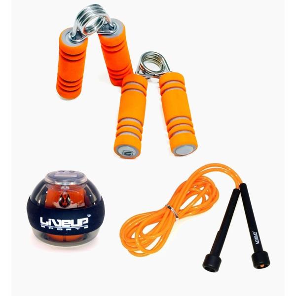 Imagem de Kit Giroscopio Power Ball + Corda de Pular Silicone + Par de Hand Grip  Liveup Sports 