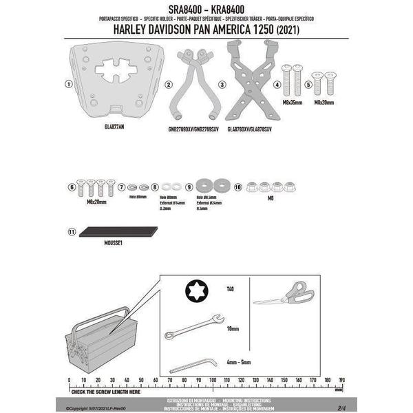 Imagem de Kit Givi Bau Obkn42B+Suporte Sra8400 Harley Pan America 1250