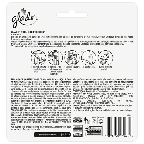 Imagem de Kit Glade Odorizador Toque de Frescor Aparelho + 3 Refis Lavanda 12ml + Difusor de Ambiente