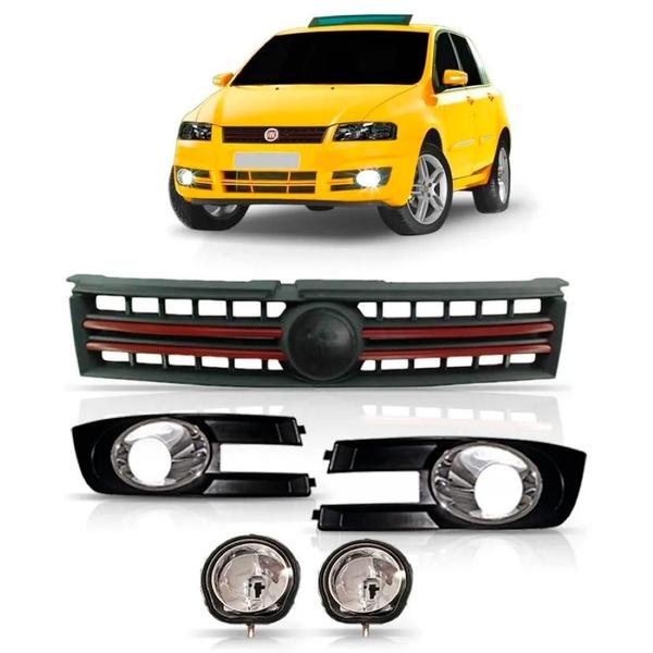 Imagem de Kit Grade Stilo + Moldura + Farol Milha 2008 2009 2010 2011