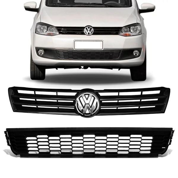 Imagem de Kit Grade Superior + Inferior Vw Fox 2010 2011 2012 Emblema