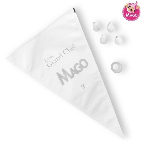 Imagem de Kit Grand Chef Modelo 2 Jogo de Confeiteiro 4 Bicos  + 1 Adaptador + 2 Sacos Grandes Mago - 7 Peças