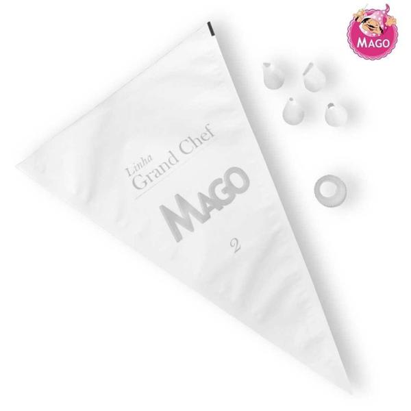 Imagem de Kit Grand Chef Modelo 2 Jogo de Confeiteiro 4 Bicos  + 1 Adaptador + 2 Sacos Grandes Mago - 7 Peças