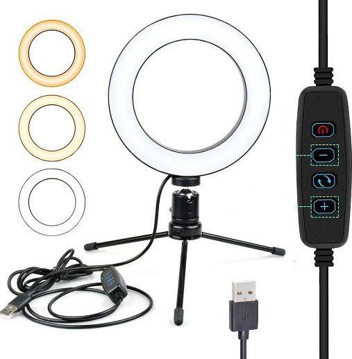 Imagem de Kit Gravação de Vídeo Profissional Ring Light Led Anel Iluminador Tripé Acessórios Para Celular Universal Smartphone