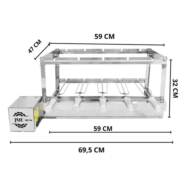 Imagem de Kit Grill 5 espetos para Churrasqueiras Grill 100% INOX Bivolt