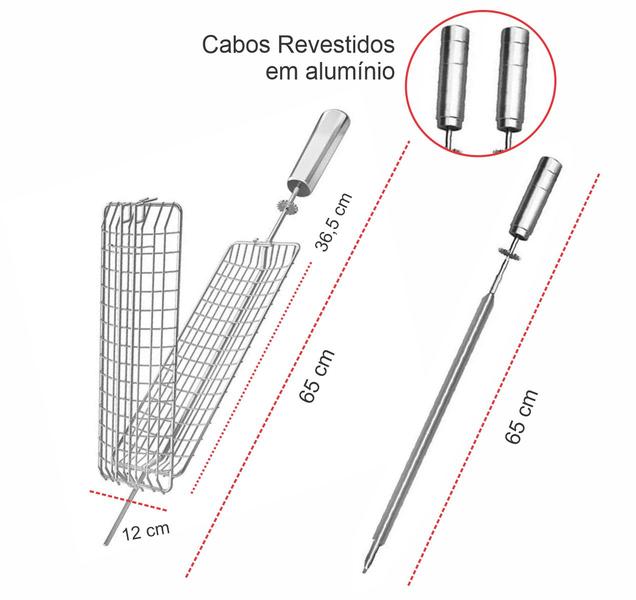 Imagem de Kit Grill Giratório Churrasqueira Grill Gira Inox 5 Espetos