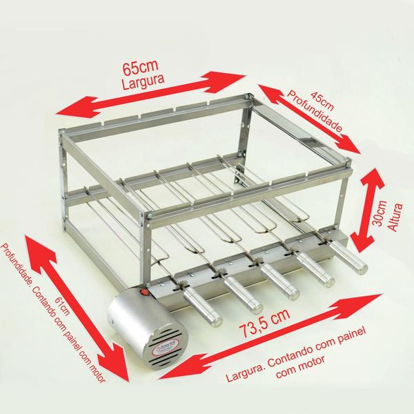 Imagem de Kit Grill Inox Gira 5 Espetos - Especial Para Pré-moldadas De 65cm (Direito) - Brasa Grill