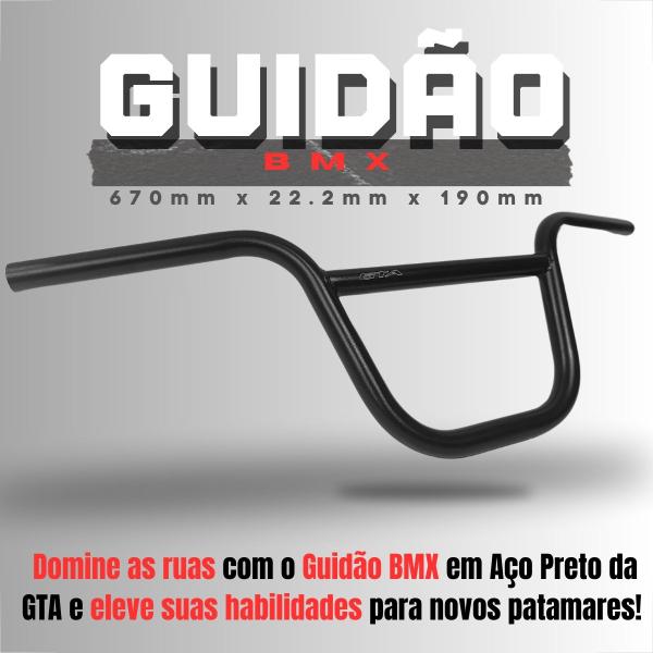 Imagem de Kit Gta Guidao Aco Bmx 670x22.2mm 9994 + Suporte De Guidão Bmx 22.2mm 9993 + Manopla Istambul