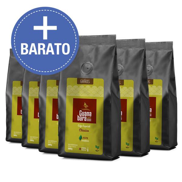Kit Guanabara Café Especial Clássico - Grãos Selecionados Sul De Minas Leve 6 pacotes 500g ganhe 6% desconto - Grãos Imagem de Kit Guanabara Café Especial Clássico - Grãos Selecionados Sul De Minas Leve 6 pacotes 500g ganhe 6% desconto - Grãos