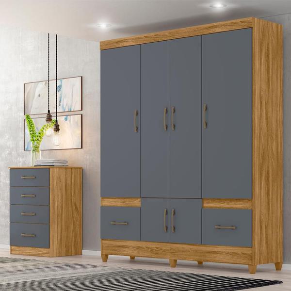 Kit Guarda Roupa Casal MS 912 + Cômoda MS 913 - Quarto Completo