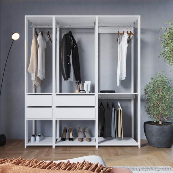 Imagem de Kit Guarda Roupa Closet 03 Peças 183X160cm Branco PRODDY