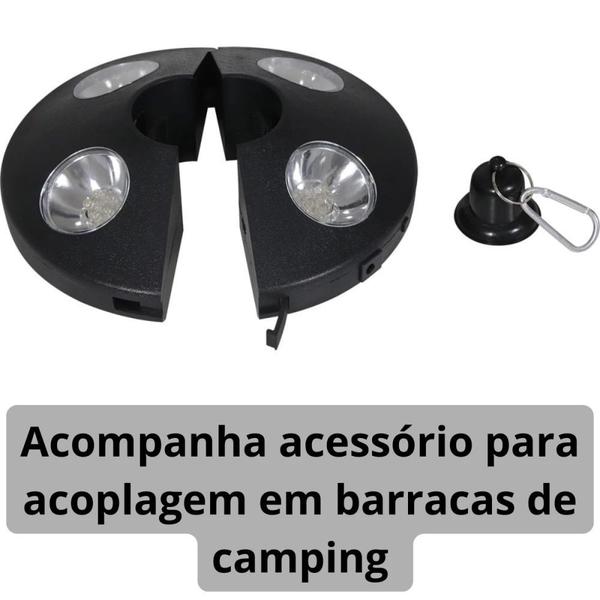 Imagem de Kit Guarda Sol Articulado 2 Metros Amarelo + Luminaria de 24 Leds Preta Jardim e Area Externa  Bel 