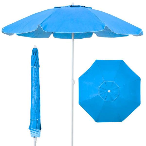 Imagem de Kit Guarda Sol Azul Bahia 2 M Bagum + Cadeira de Praia Aluminio + Cooler 34 Litros