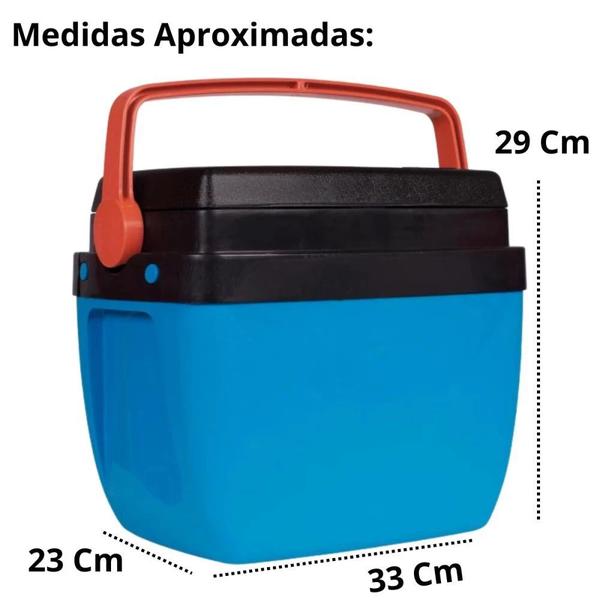 Imagem de Kit Guarda Sol Azul Bahia 2 M Bagum + Cooler 12 Litros Caixa Termica Azul e Laranja