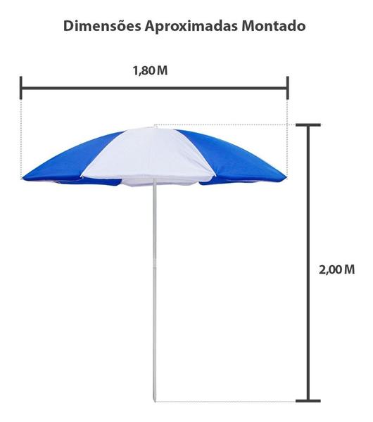 Imagem de Kit Guarda Sol Gigante 1,8m Para Praia Piscina Camping Acompanha Cadeira De Praia - Marca Mor