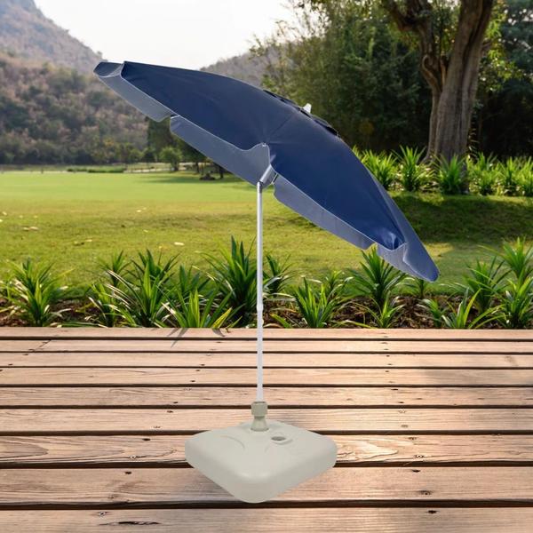 Kit Guarda Sol Praia Articulado 2 M Azul + Base Branca 18 Kg Bel Imagem de Kit Guarda Sol Praia Articulado 2 M Azul + Base Branca 18 Kg Bel