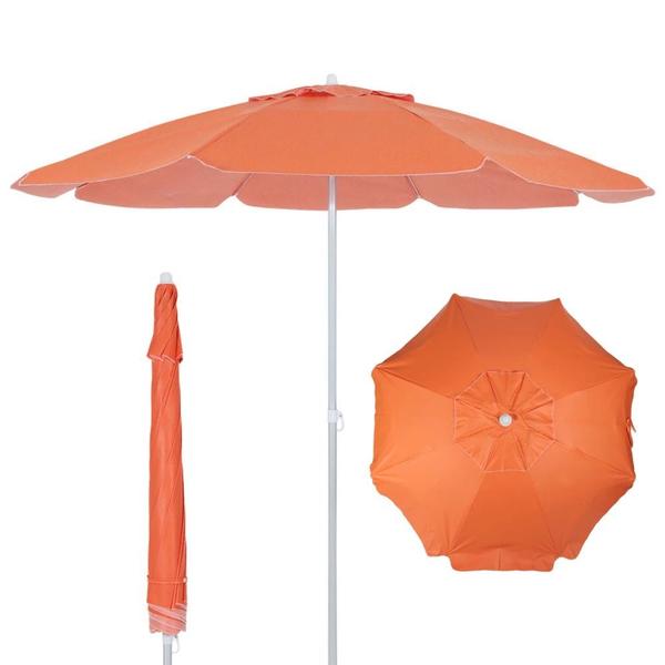 Imagem de Kit Guarda Sol Praia Laranja 1,60 M + Base Preta 18 L / 22 Kg