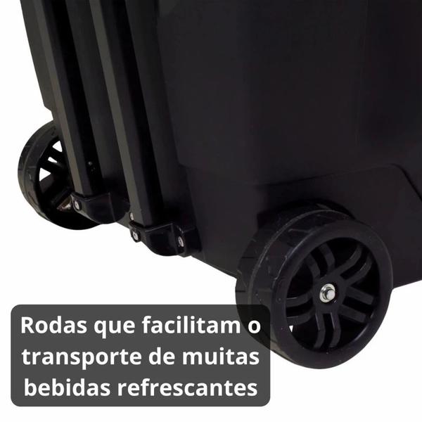 Imagem de Kit Guarda Sol Preto 2 M Bagum e Aluminio + Cooler 42 L com Rodas e Alca para Praia / Camping