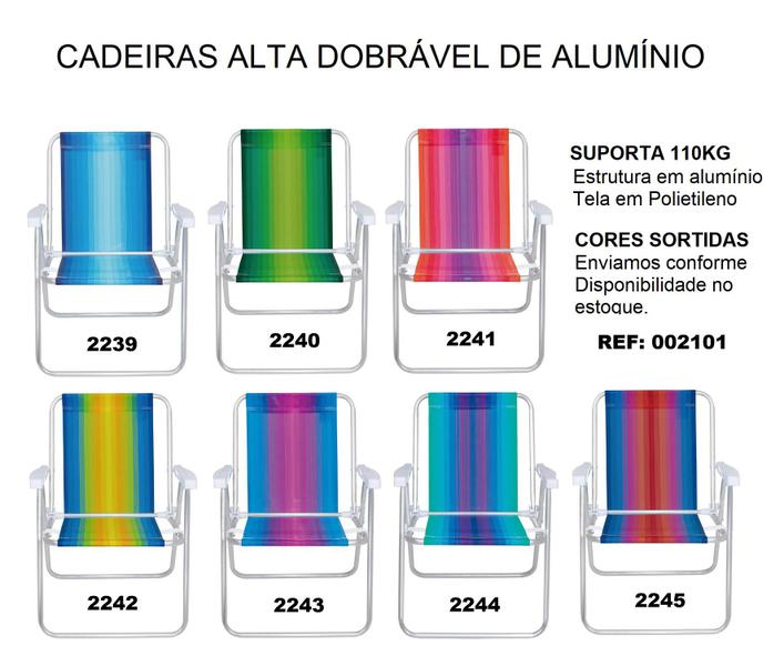 Imagem de Kit Guarda Sol Silvercoating 1,80 m e Cadeira Alta de Alumínio Praia MOR