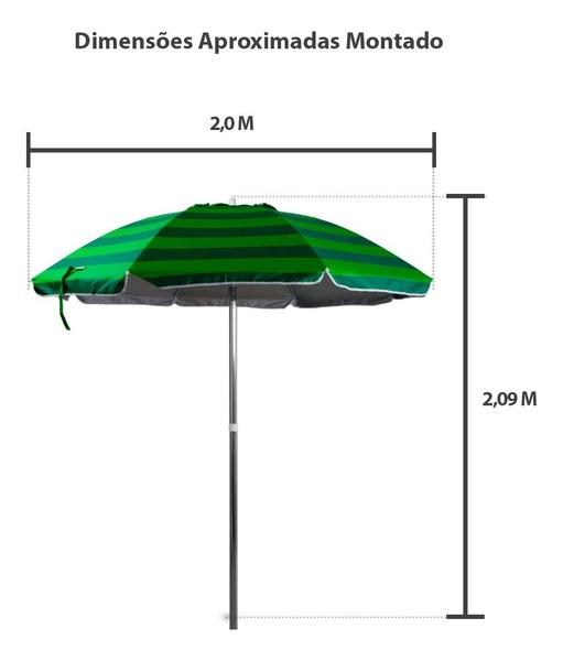 Imagem de Kit Guarda Sol Sombreiro 2,00m Para Praia Piscina Camping Acompanha Duas Cadeiras De Praia - Marca Mor