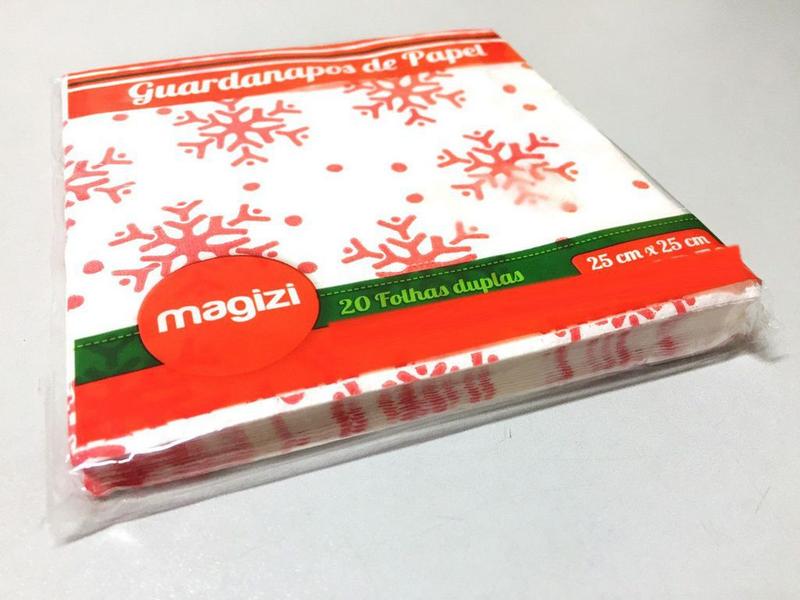 Imagem de Kit Guardanapo De Natal Decorado Folhas Duplas 25cm 80 Unidades - Magizi