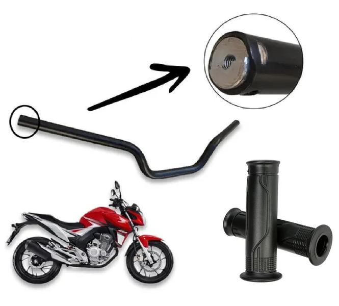 Imagem de Kit Guidão Preto Fosco Manopla Moto Honda Cbx Twister 250 2014 Em Diante