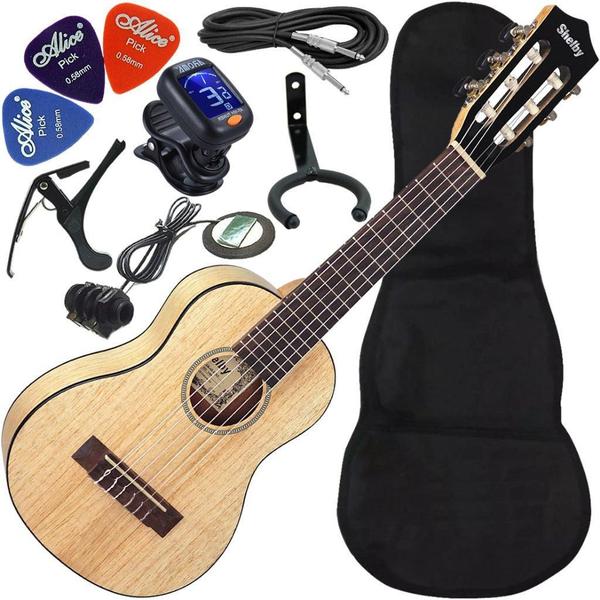 Imagem de Kit Guitalele Eletroacústico Nylon Shelby Gk6D Cedro Branco