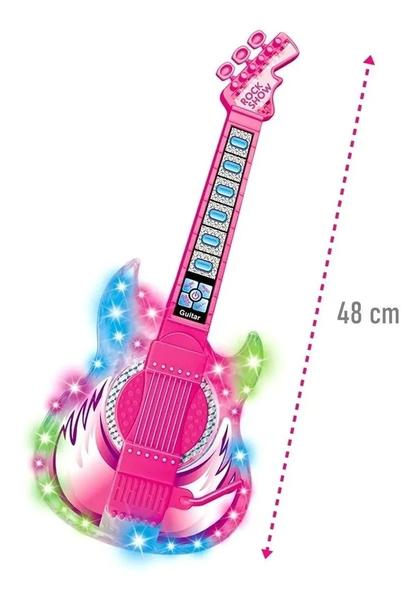 Imagem de Kit Guitarra Com Microfone E Pedestal Brinquedo Infantil Rock Show Com Luzes E Sons DM Toys