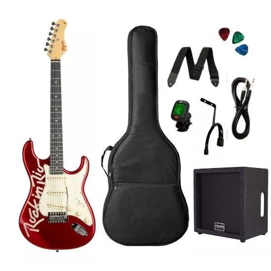 Imagem de Kit Guitarra Stratocaster Tagima Candy Apple Rock In Rio + Caixa