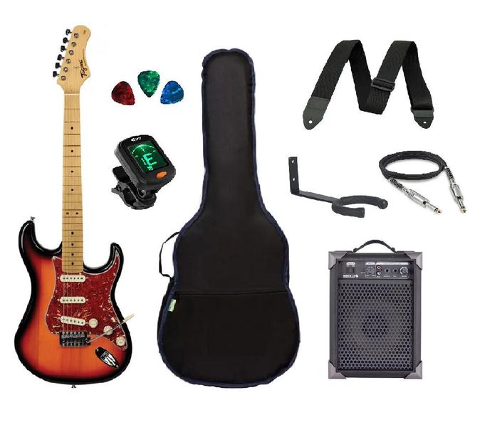 Imagem de Kit Guitarra Tagima TG530 Strato Sunburst com Amplificador e Acessórios