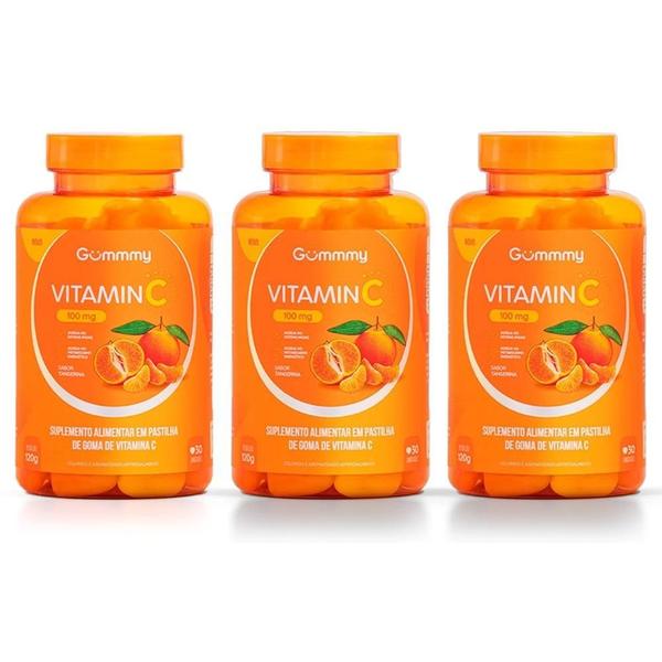 Imagem de Kit Gummy Vitamina C Sabor Tangerina Com 3 Potes